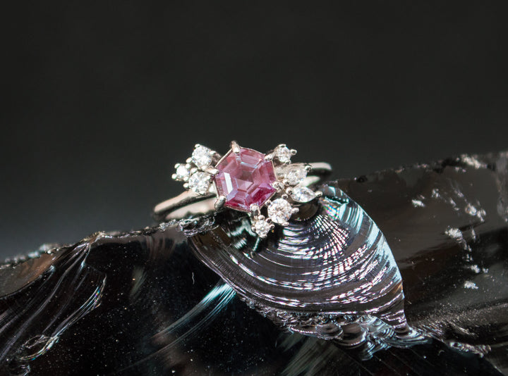 Hexagonal Alexandrite Ring in 925 Sterling Silver