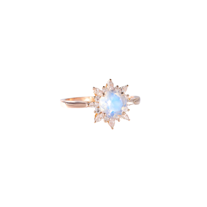 14K Rose Gold - Natural Moonstone Engagement Ring