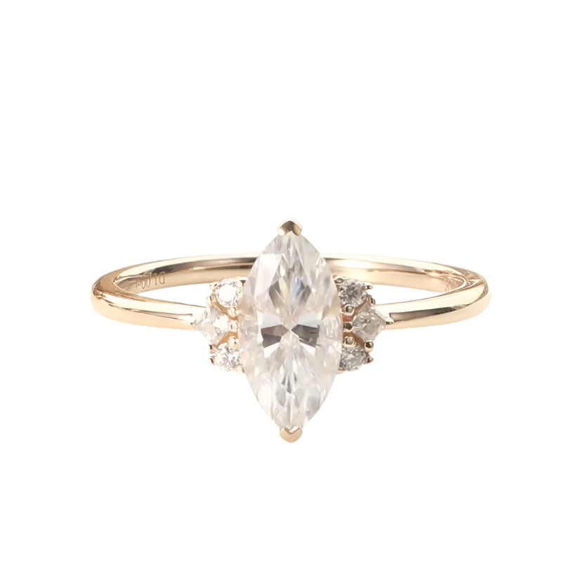 14K Rose Gold Marquise Cut Moissanite Engagement Ring