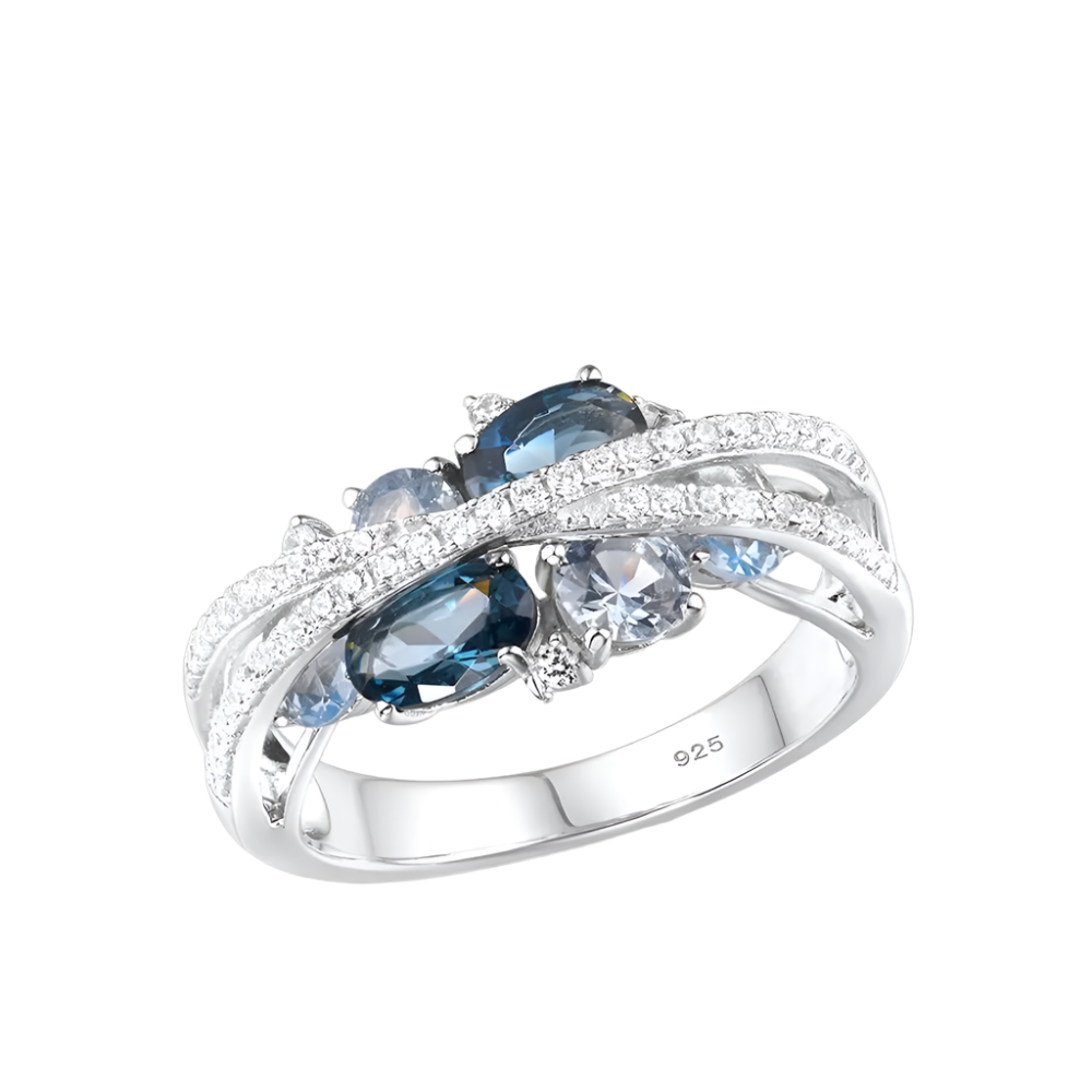 Blue Spinel Ring – Sparkling Gemstone Ring with Zircon Accents - S925.