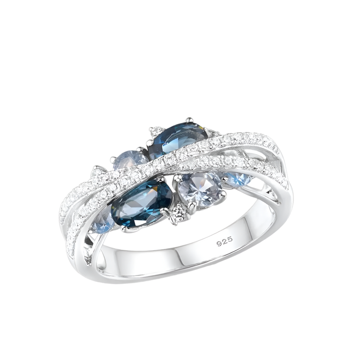 Blue Spinel Ring – Sparkling Gemstone Ring with Zircon Accents - S925.