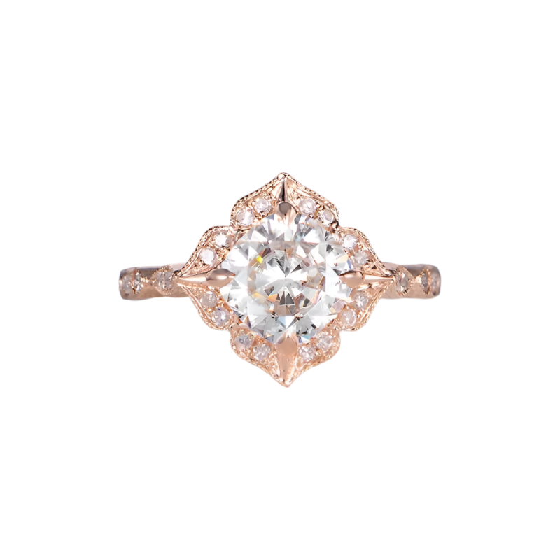 14K rose gold engagement ring - Moissanite