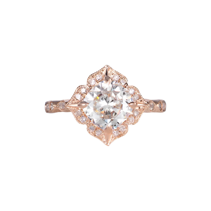 14K rose gold engagement ring - Moissanite