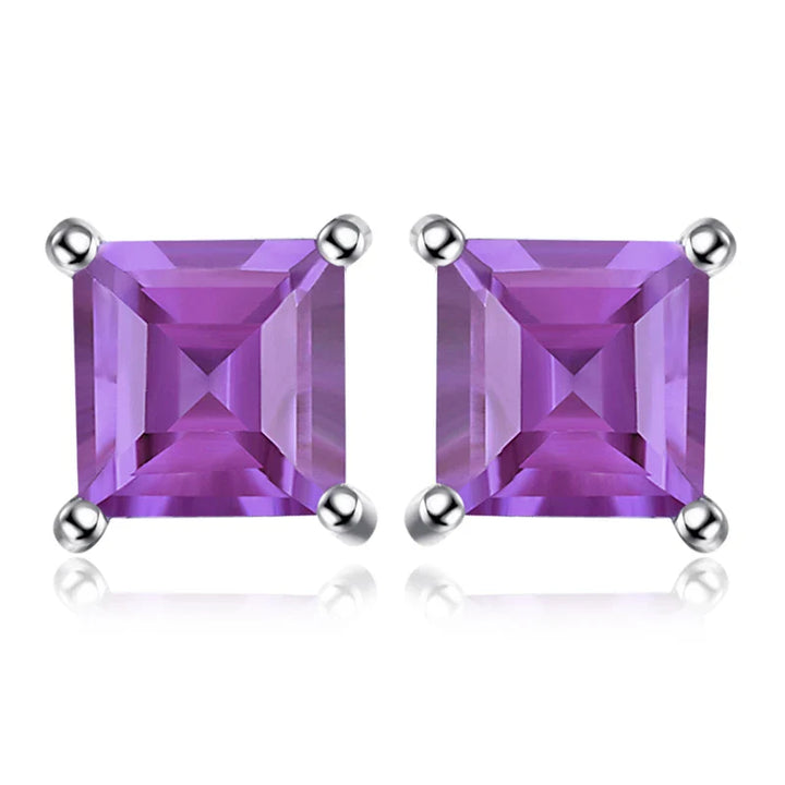 Birthstone-Square-Cut Stud Earrings