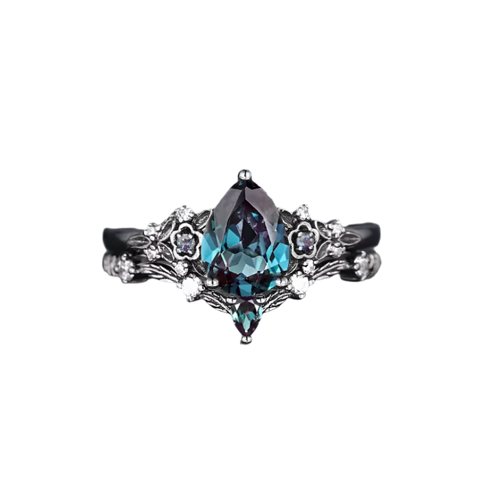 Luxury Gunmetal Cubic Zircon Ring