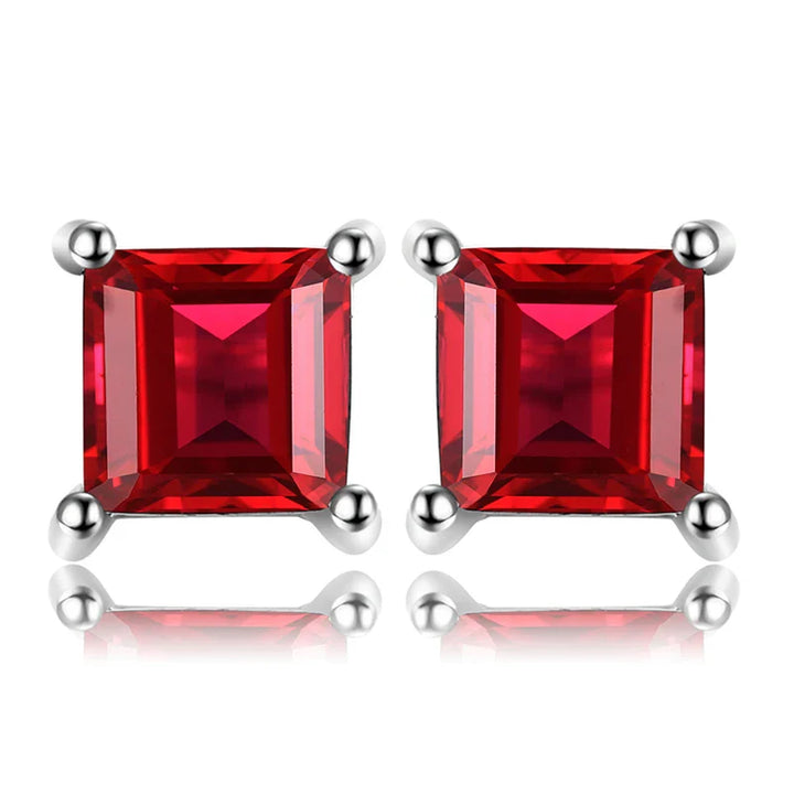 Birthstone-Square-Cut Stud Earrings