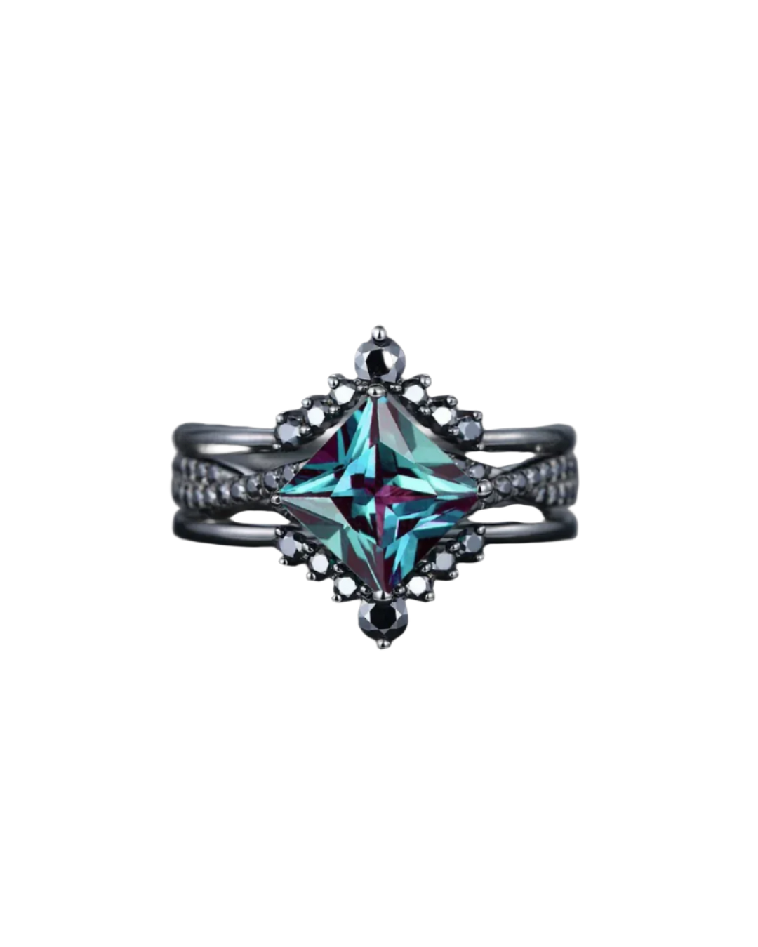 Dark Mystic Blue Ring Set–Bold Elegance