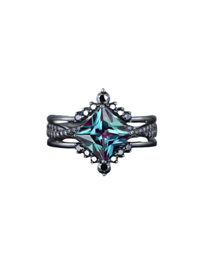 Dark Mystic Blue Ring Set–Bold Elegance
