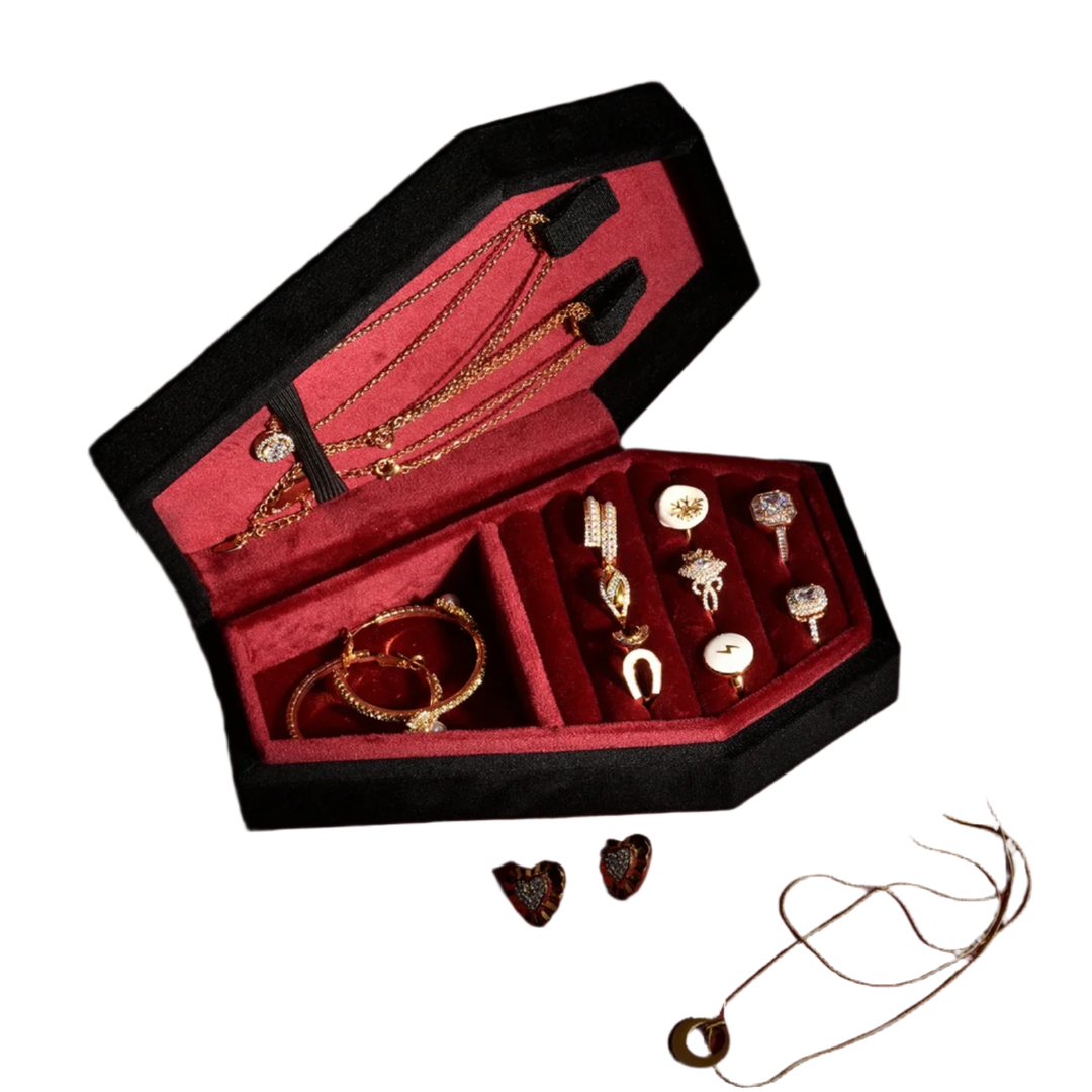 Handmade Gothic Velvet Coffin-Shaped Jewelry Box