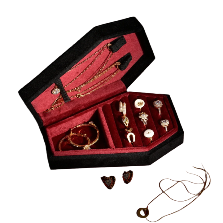 Handmade Gothic Velvet Coffin-Shaped Jewelry Box