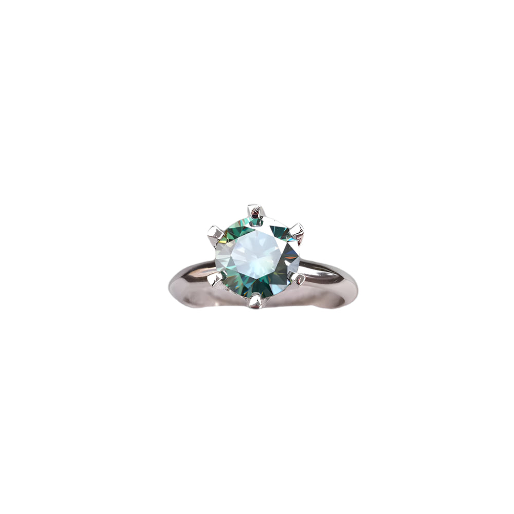 Green moissanite - Silver ring