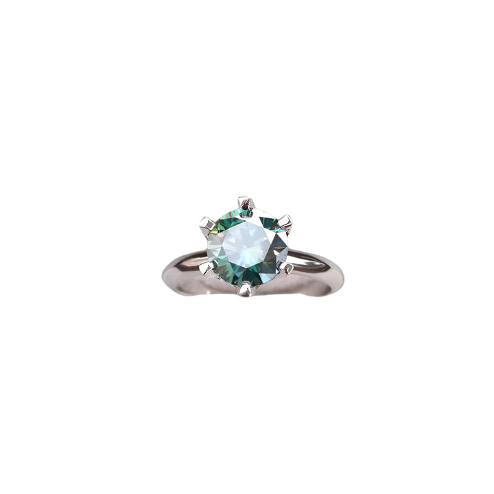 Green moissanite - Silver ring