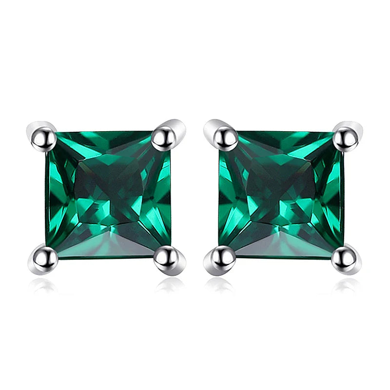 Birthstone-Square-Cut Stud Earrings