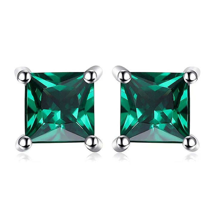 Birthstone-Square-Cut Stud Earrings