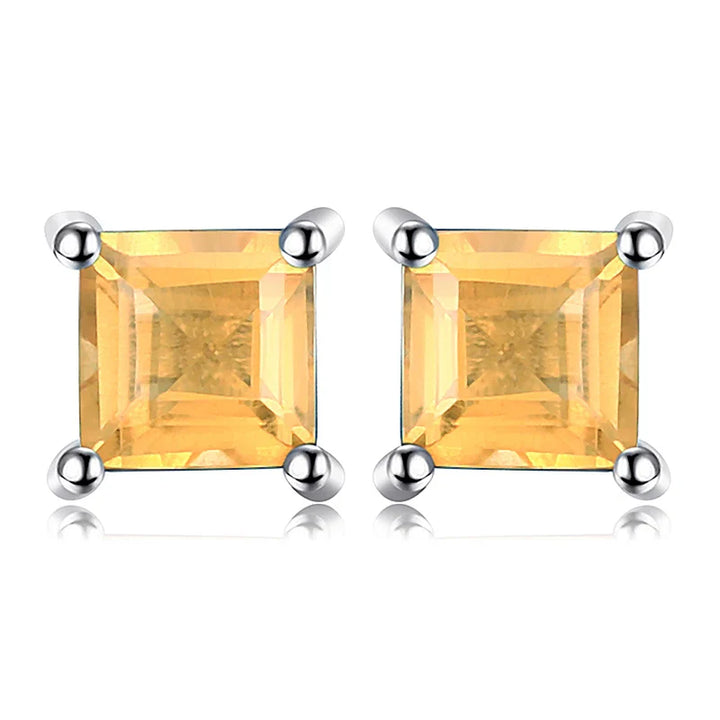 Birthstone-Square-Cut Stud Earrings