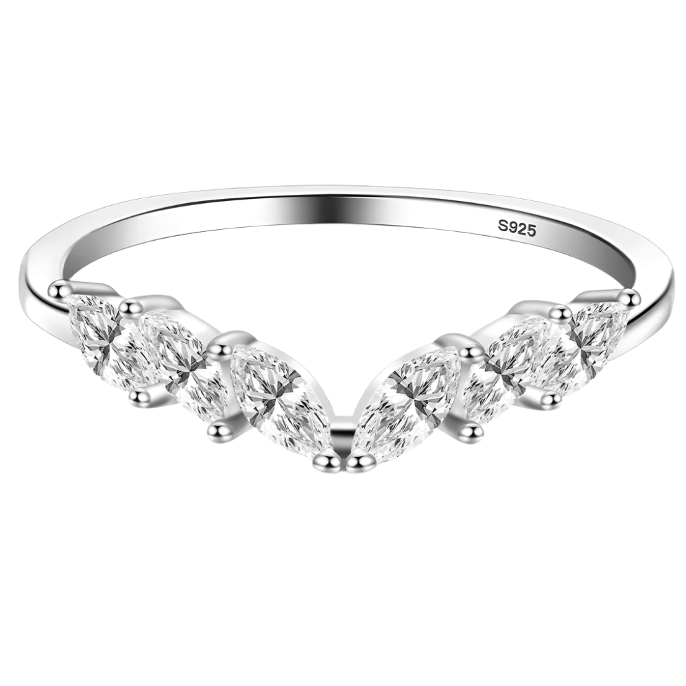 V-shape Silver Zircon Companion Ring