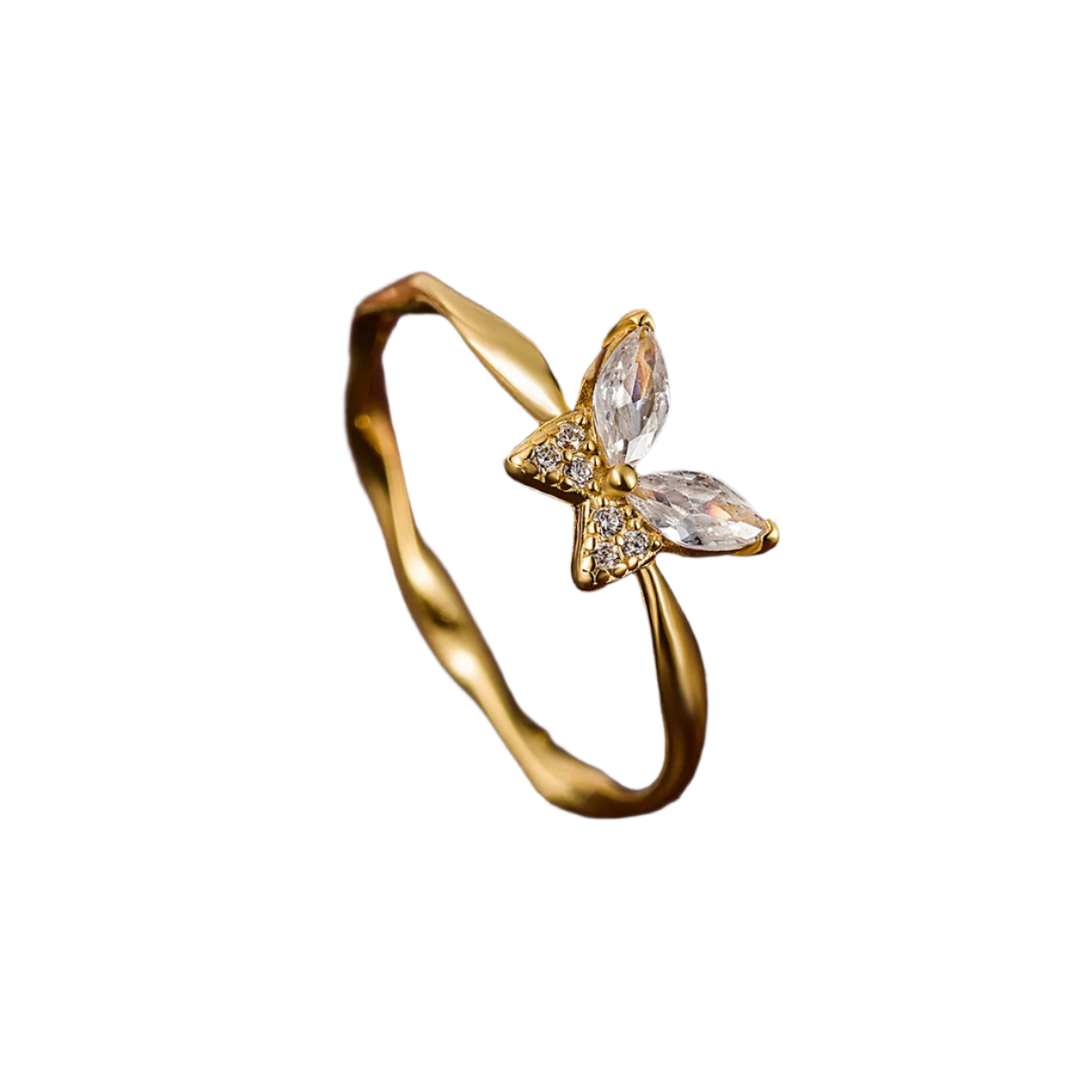 Butterfly-Inspired Gold-Plated Sterling Silver Ring