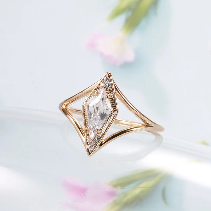 Minimalist Kite-Shaped CZ Ring