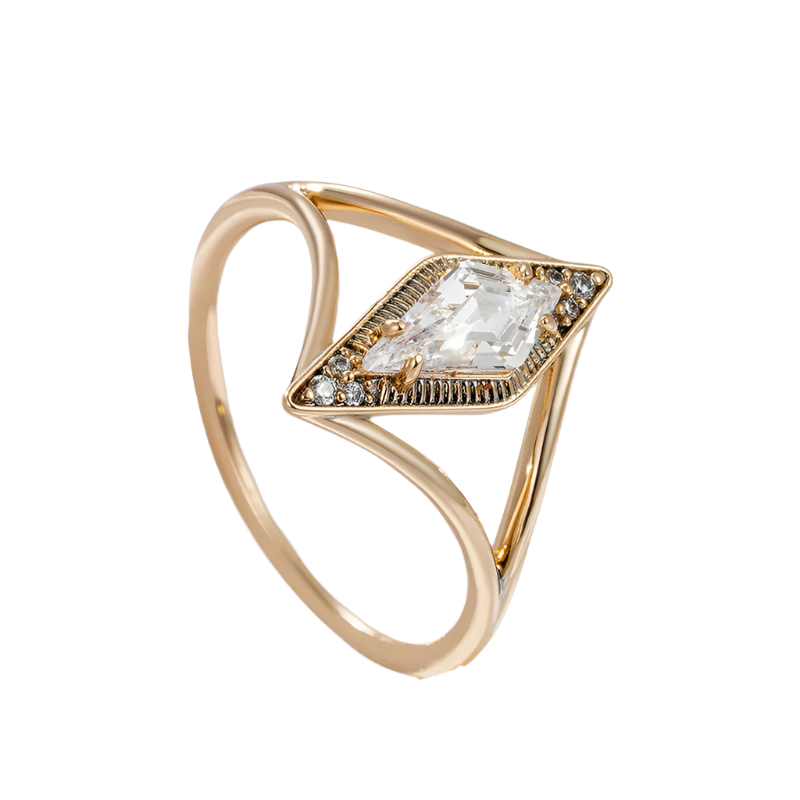 Minimalist Kite-Shaped CZ Ring