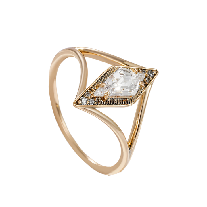 Minimalist Kite-Shaped CZ Ring