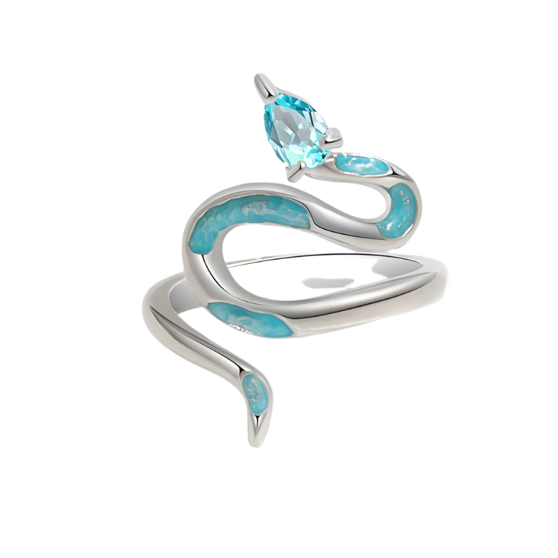 S925 Cyan Snake Ring