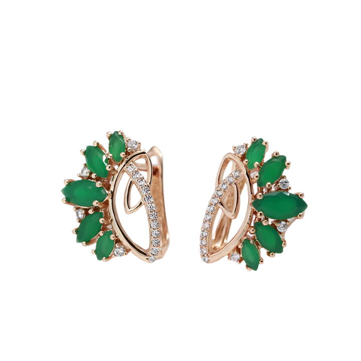 Rose Gold plated Vintage Green Zirconia Earrings