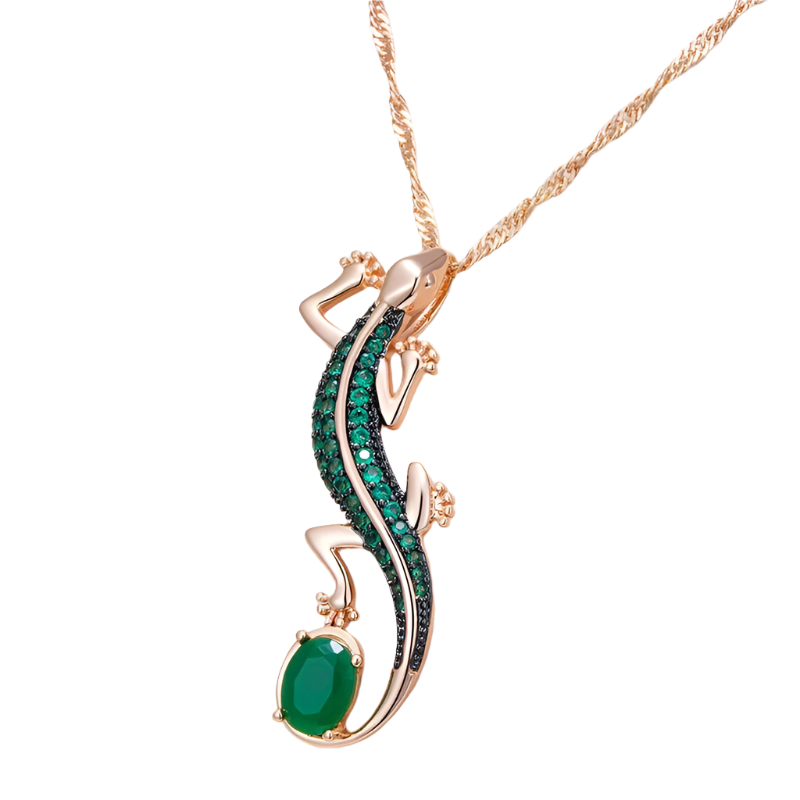 Rose Gold-Plated Lizard Pendant Necklace