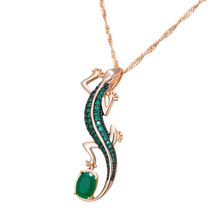 Rose Gold-Plated Lizard Pendant Necklace