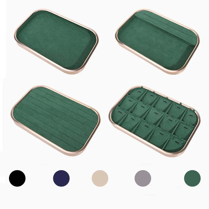 Elegant Jewelry Showcase and Storage Tray with Metal Edges