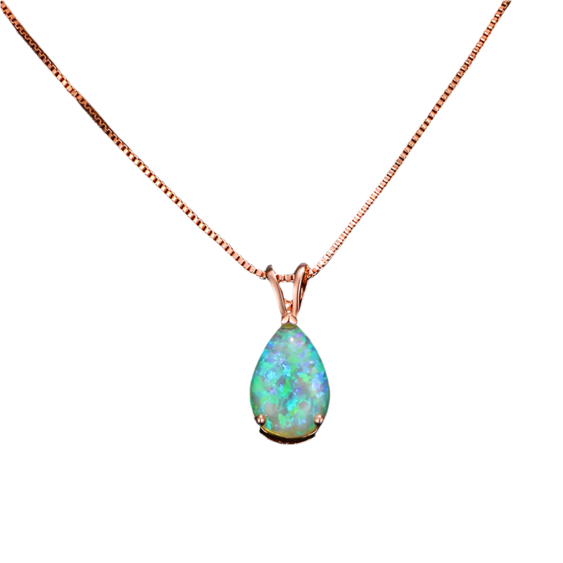 Rose Gold Opal Water Drop Pendant