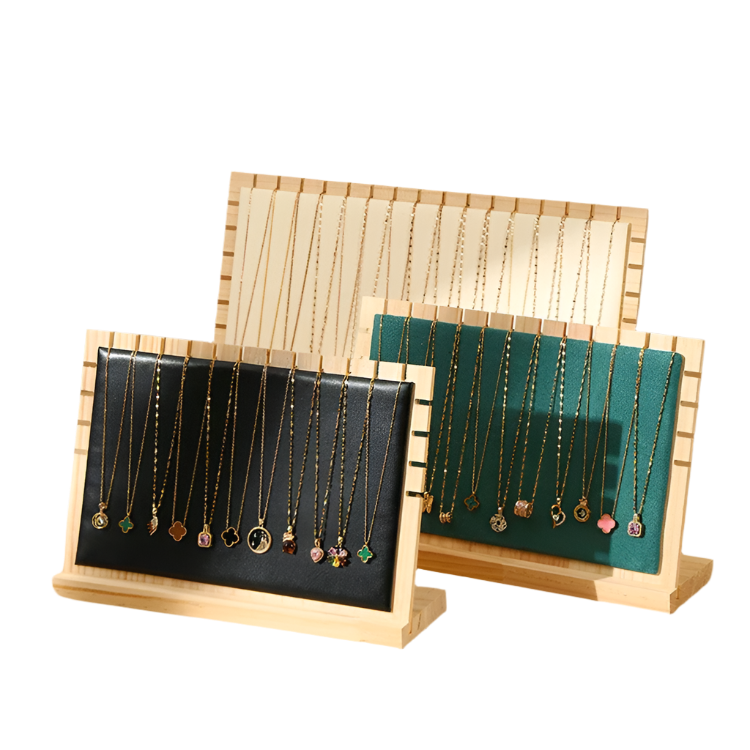 Padded Bamboo Necklace Display Rack