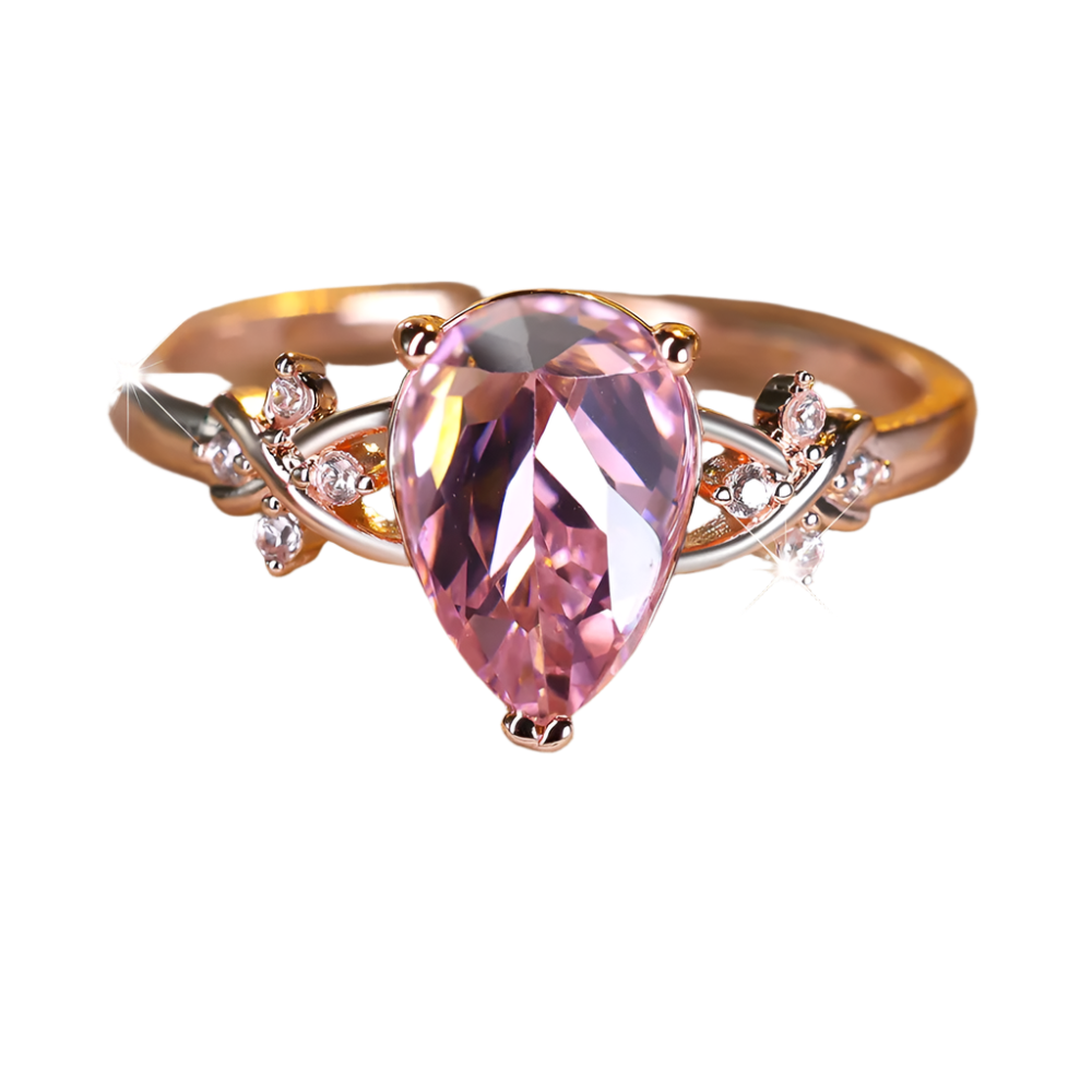Romantic Pear-Cut CZ Ring