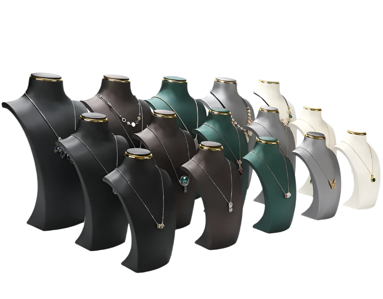 Luxury PU Leather Necklace Display Bust Jewelry Stand