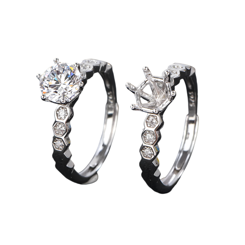 5-9mm Size Honeycomb Style Ring Setting S925