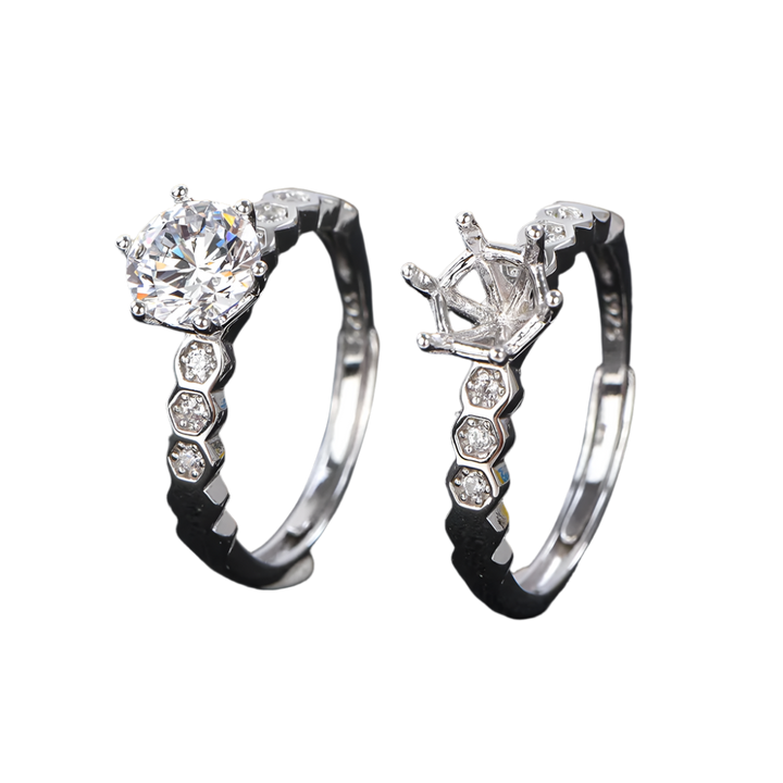 5-9mm Size Honeycomb Style Ring Setting S925
