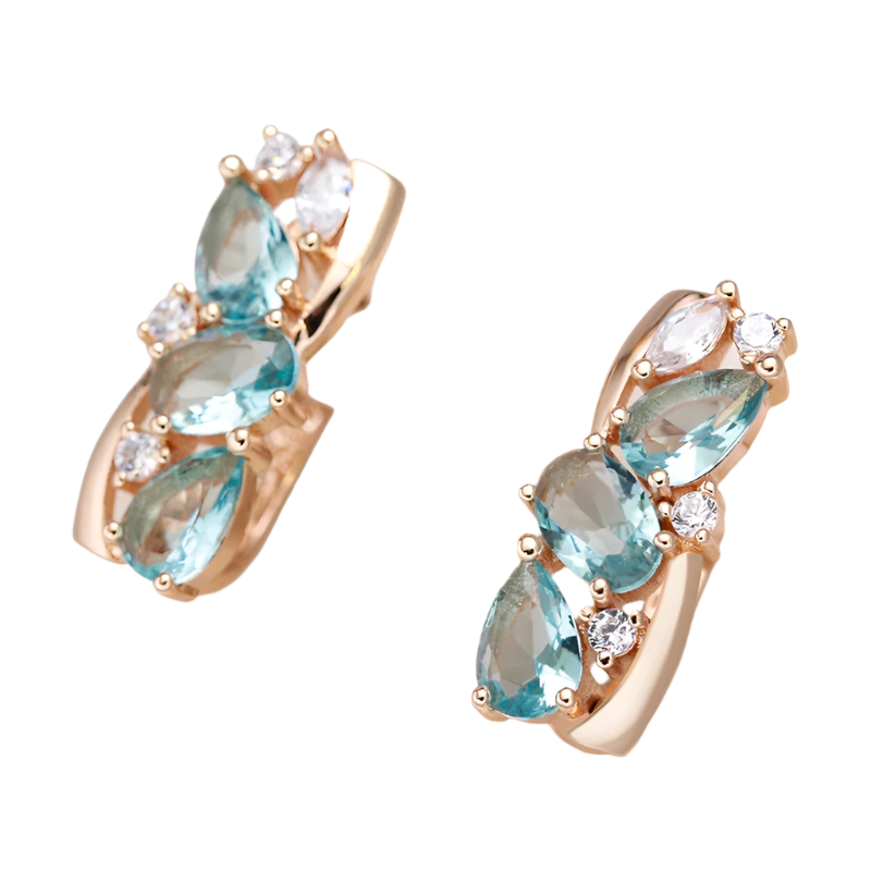 Blue Zirconia Gold plated Earrings