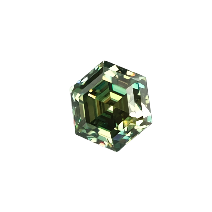 Hex Cut - Green Moissanite
