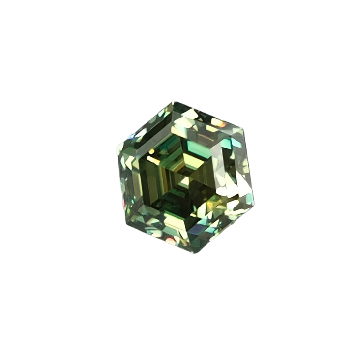Hex Cut - Green Moissanite