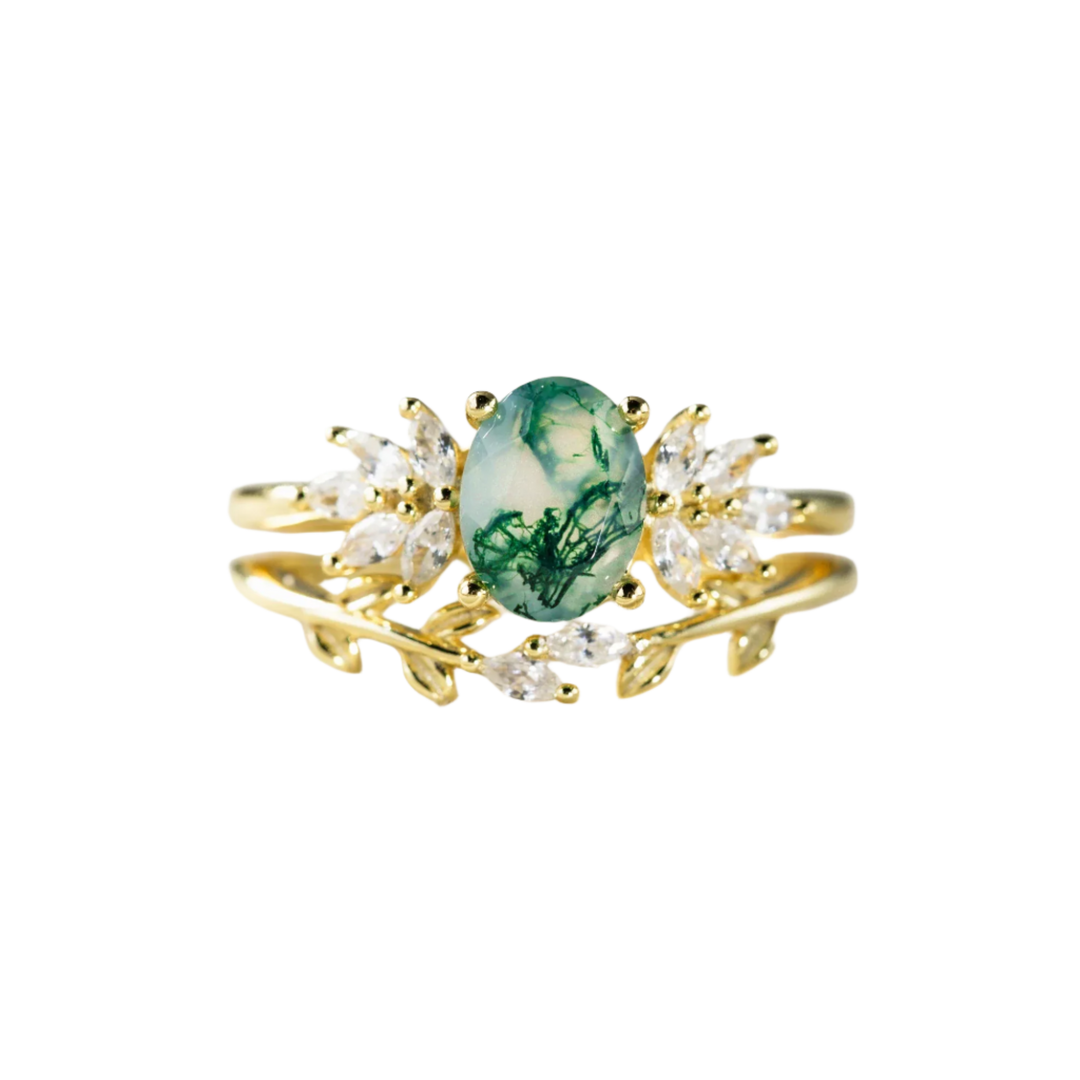 Natural Moss Agate ring