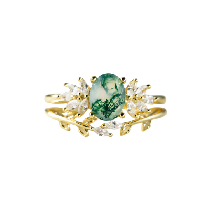 Natural Moss Agate ring