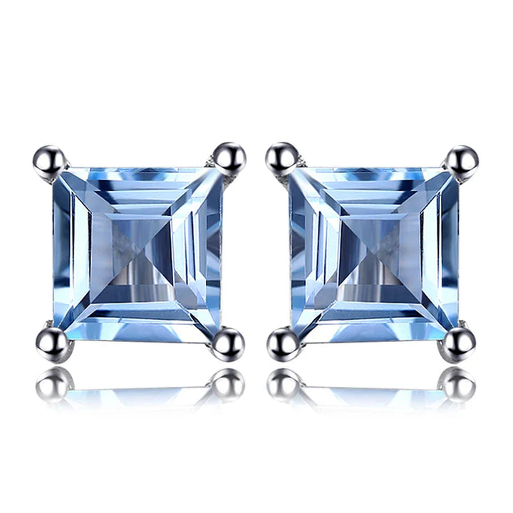 Birthstone-Square-Cut Stud Earrings