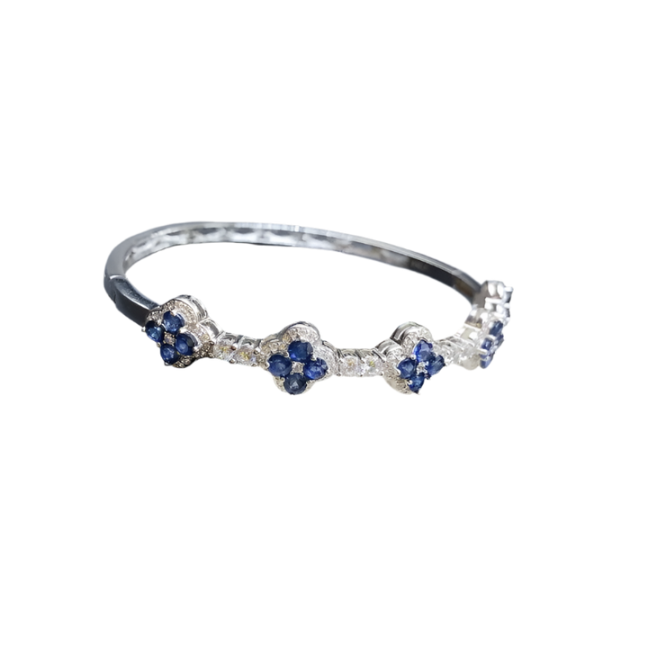 - 1 variant Zilveren armband met in het laboratorium gekweekte saffieren – Klassieke bedelarmband