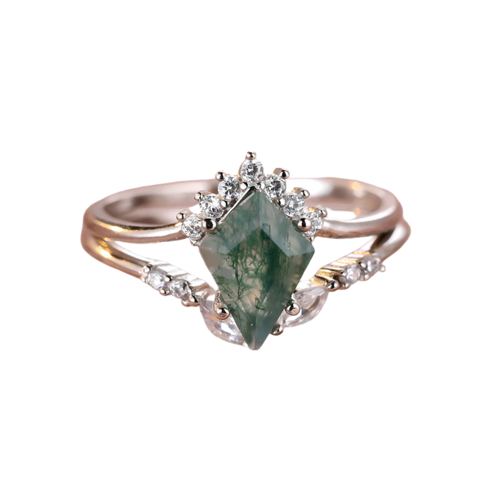 Natural Moss Agate ring