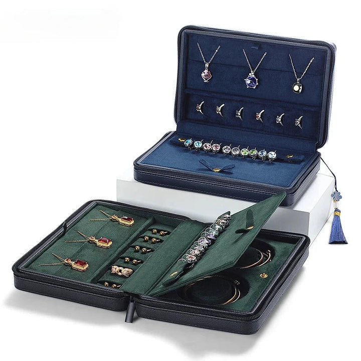 Portable Luxury Jewelry Pouch – Premium Leather & Velvet Storage for Rings, Necklaces, and Bracelets