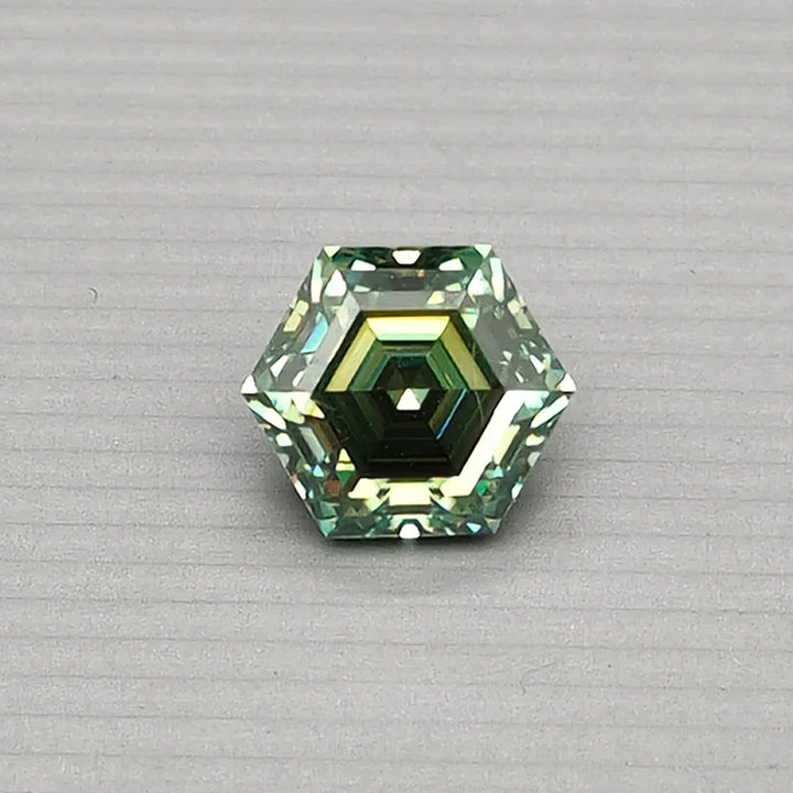 Hex Cut - Green Moissanite