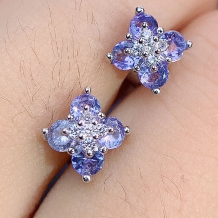 Tanzanite plum Earrings in 925 Sterling Silver