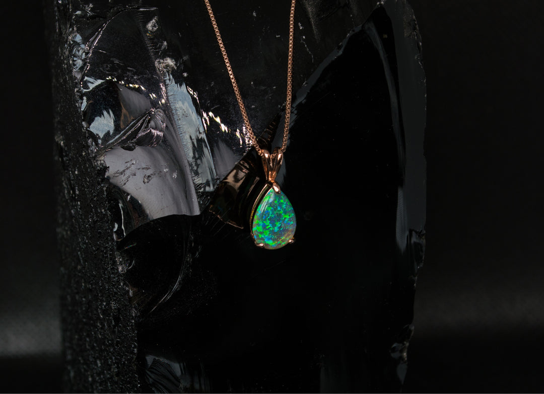 18K Rose Gold Opal Water Drop Pendant