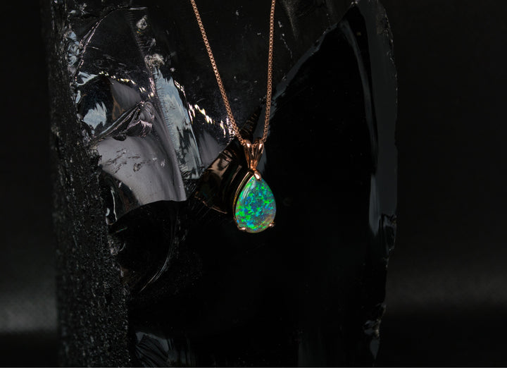 18K Rose Gold Opal Water Drop Pendant