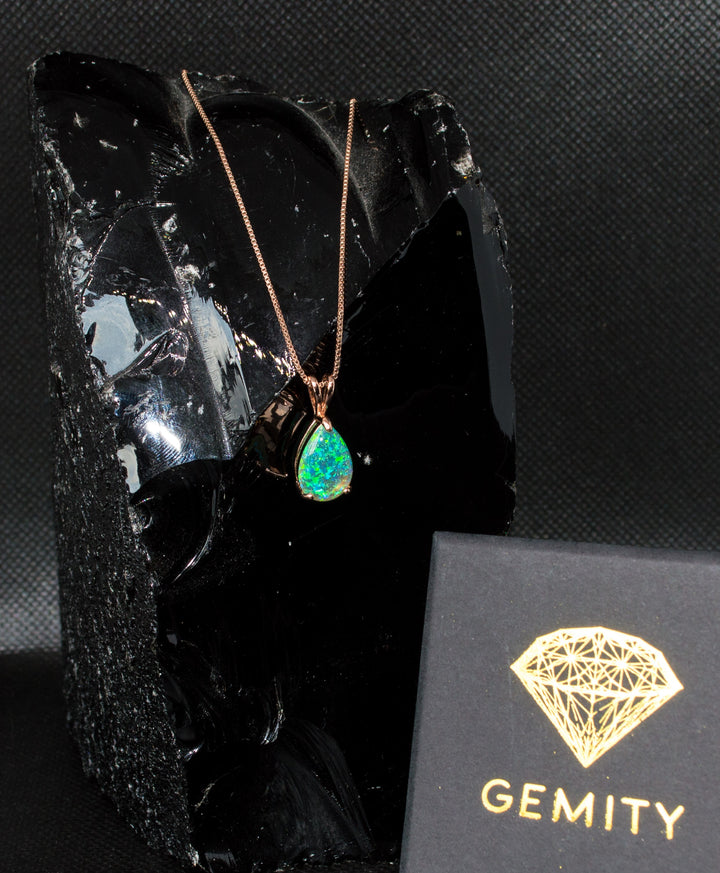 18K Rose Gold Opal Water Drop Pendant