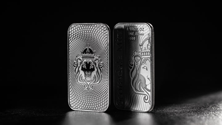 Front and back view of Scottsdale 1 oz Silver Bars – Pure Bullion